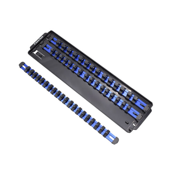9023B Astro Pneumatic Blue Aluminum Rail Socket Organizer Tray, 1/4'', 3/8'', 1/2'' 50PC